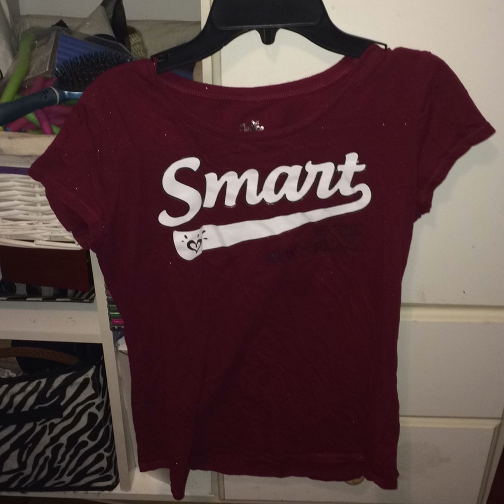 Red short sleeve shirt with sparkles